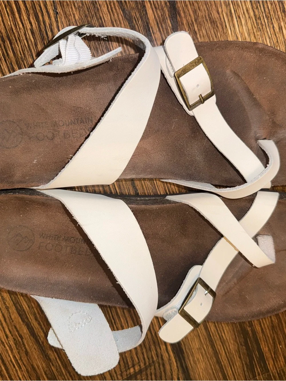White Mountain White Strappy Buckle Sandals